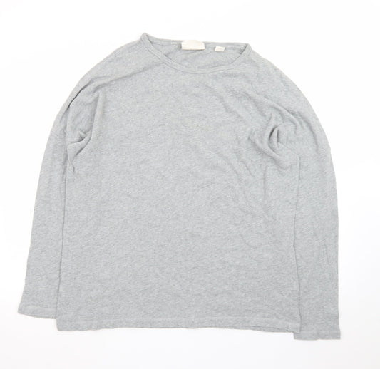 Pure DKNY Women’s Grey Long Sleeve Cotton Crew Neck T-Shirt Size L
