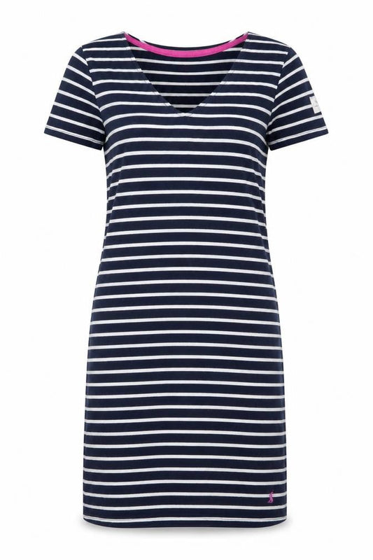Joules Women Blue Stripe Cotton T-Shirt Dress Size 8