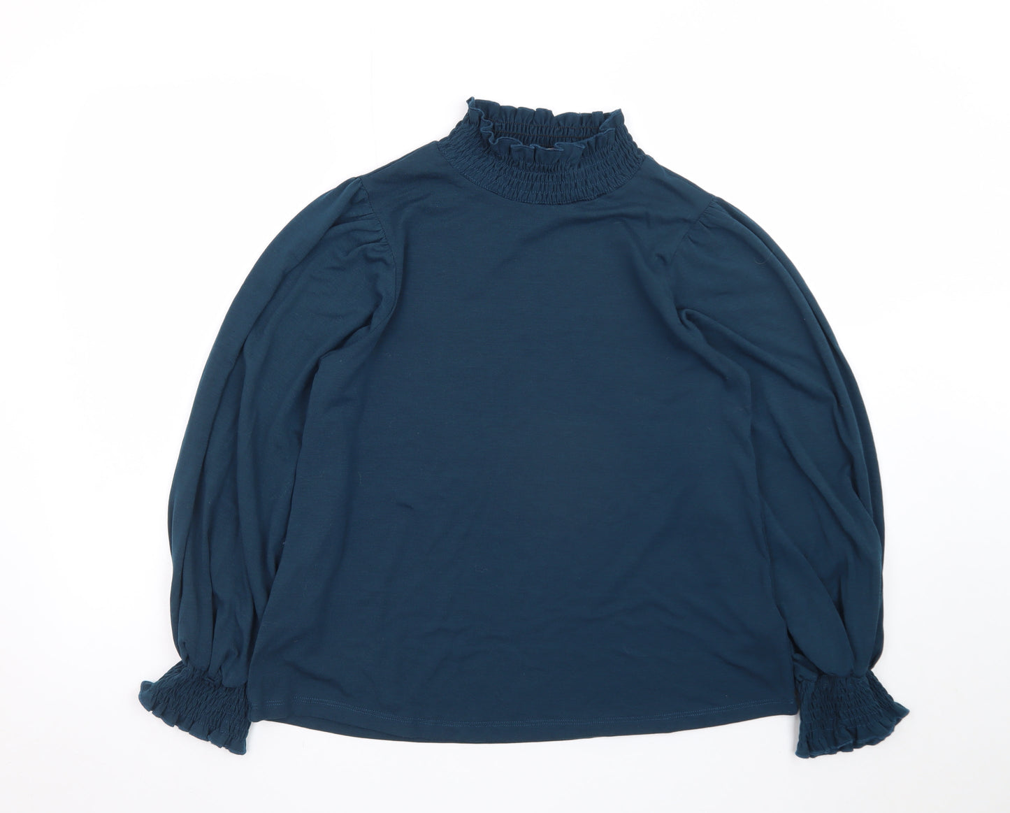 Compañia Fantastica Women's Blue High Neck Long Sleeve Blouse M