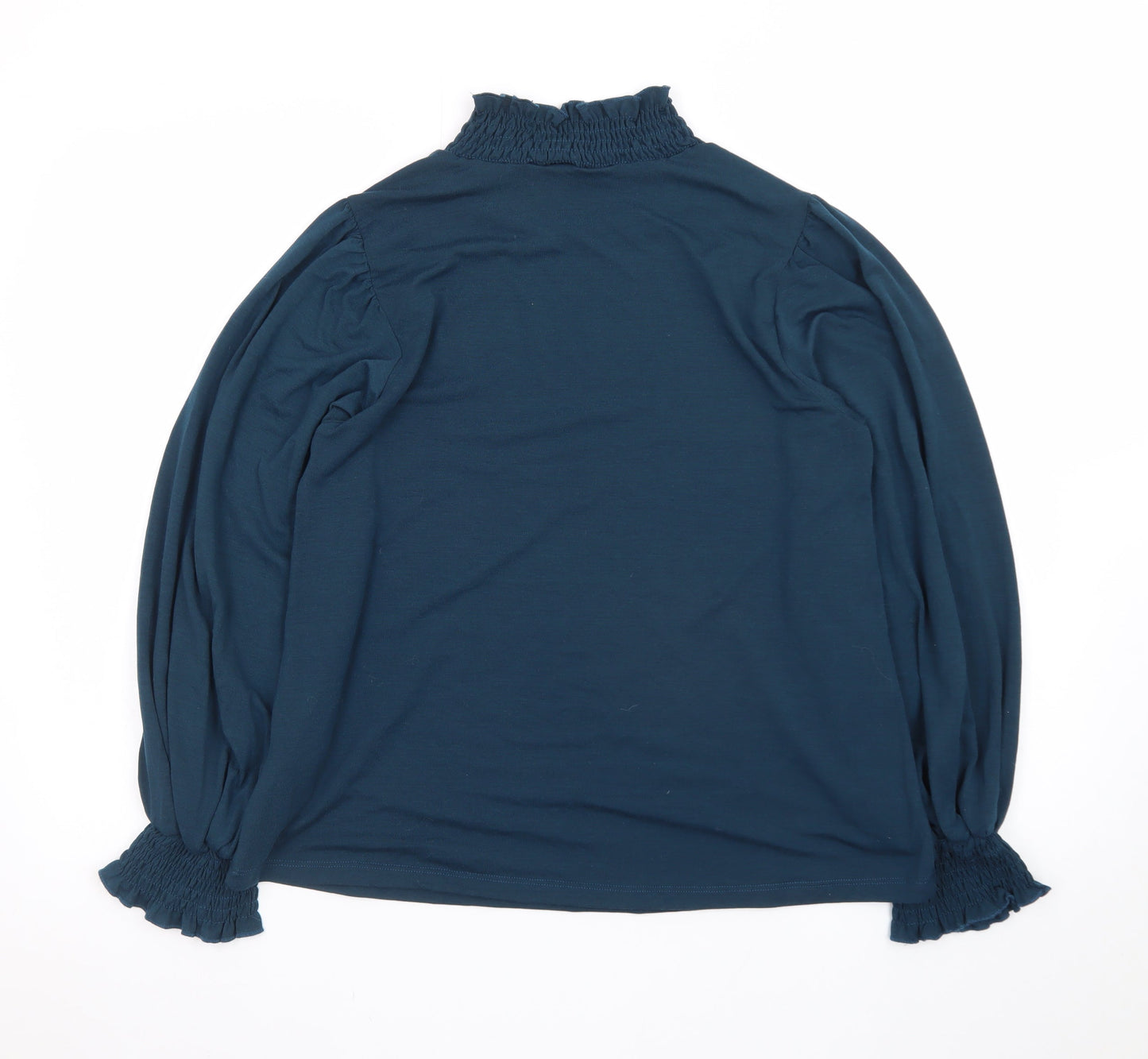 Compañia Fantastica Women's Blue High Neck Long Sleeve Blouse M