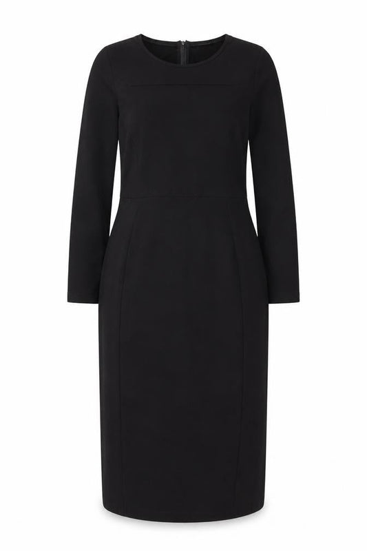 Whistles Women’s Black Sheath Dress Size 12 Long Sleeve Knee Length