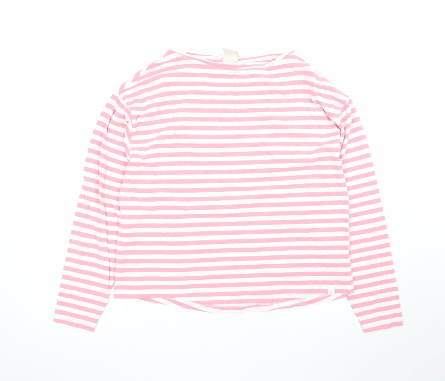 Trespass Women’s Pink White Striped Long Sleeve Cotton T-Shirt UK 14