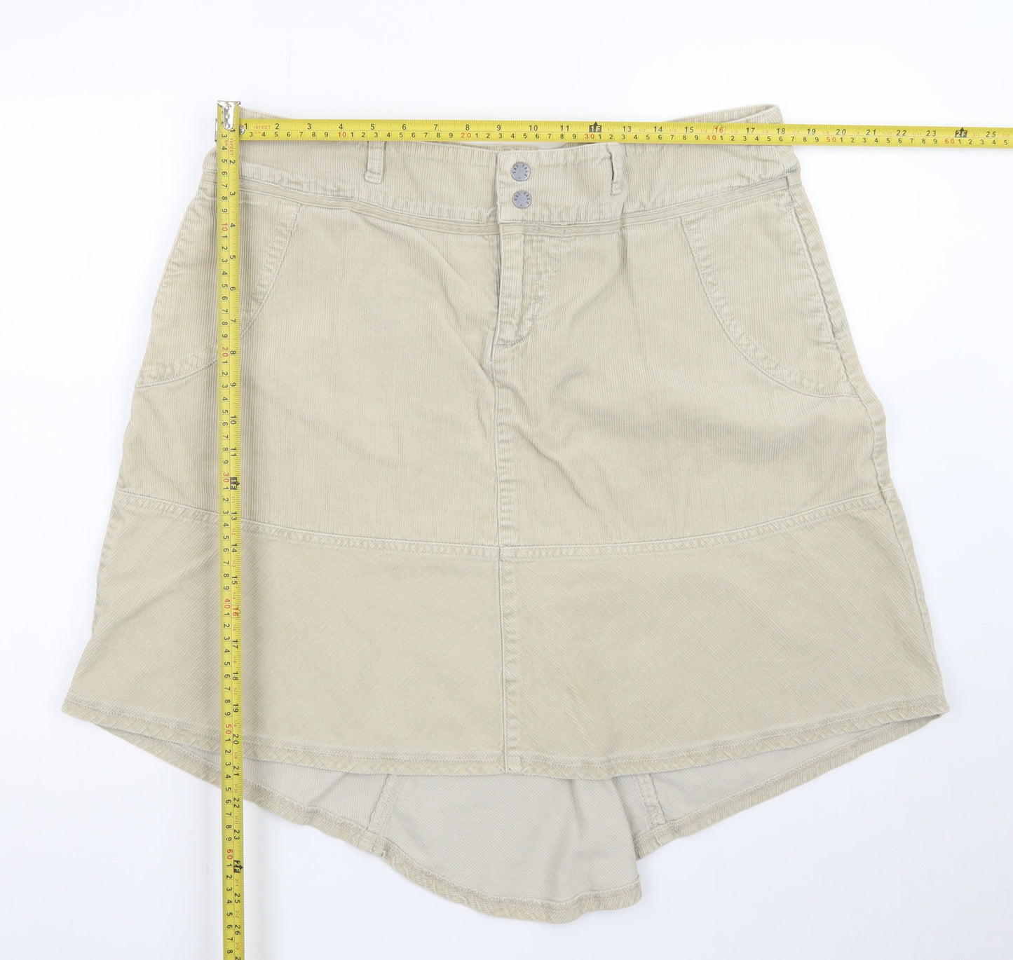 Fat Face Women Beige Corduroy A-Line Skirt Size 16