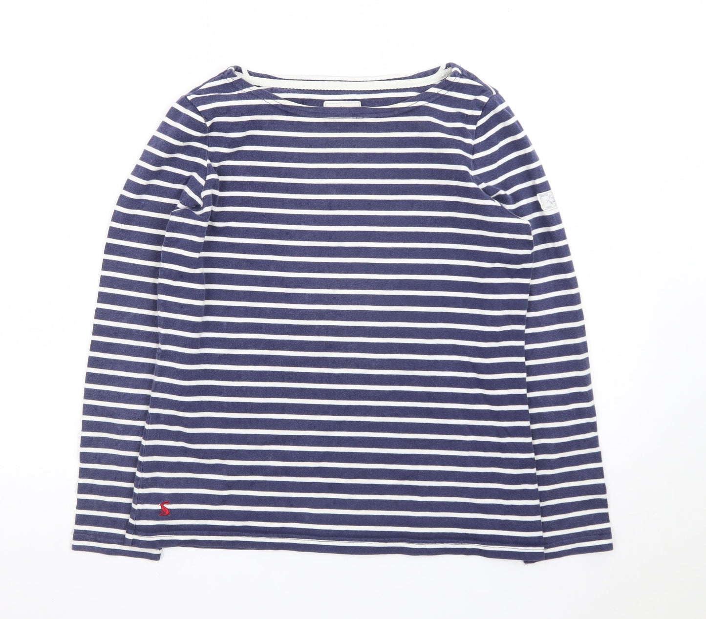 Joules Womens Blue Striped Long Sleeve Boat Neck Top Size 10