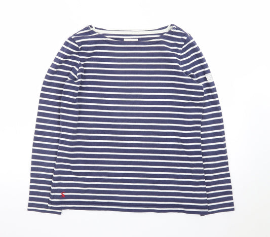 Joules Womens Blue Striped Long Sleeve Boat Neck Top Size 10