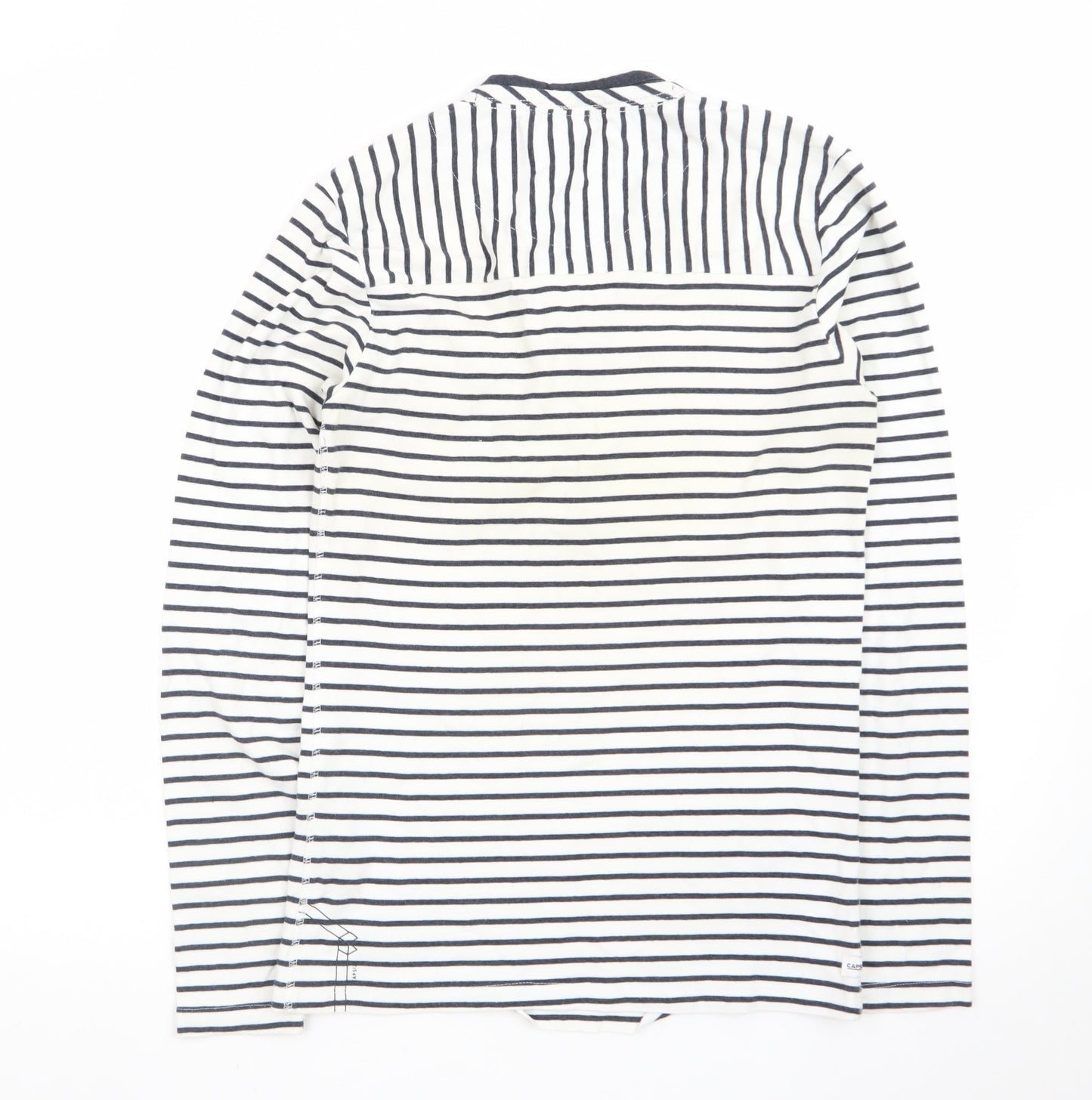 Capsize Men's White Striped Long Sleeve Henley T-Shirt Size S