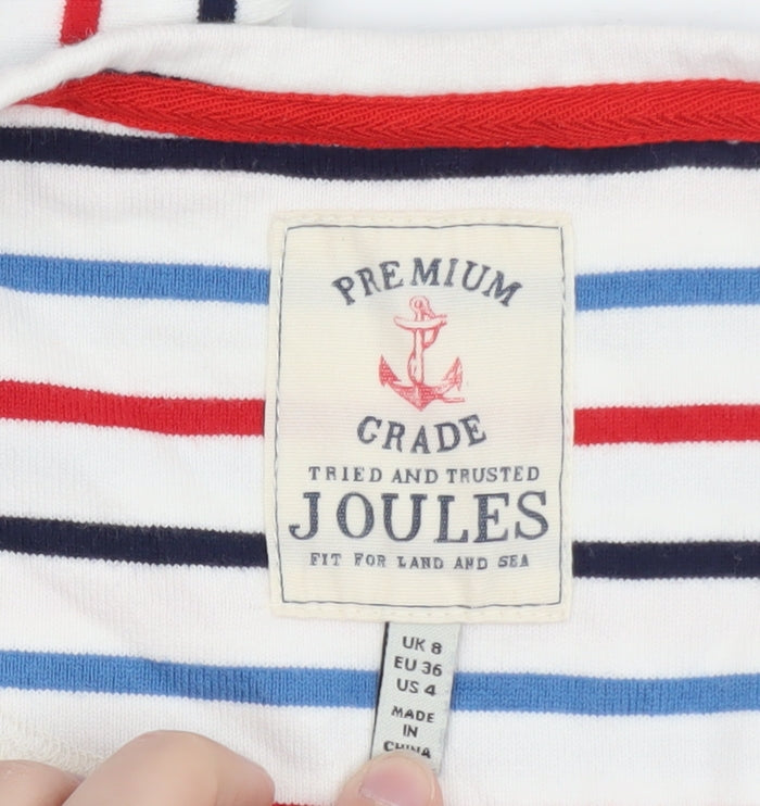 Joules Women's Multicoloured Striped Long Sleeve Cotton T-Shirt Size 8