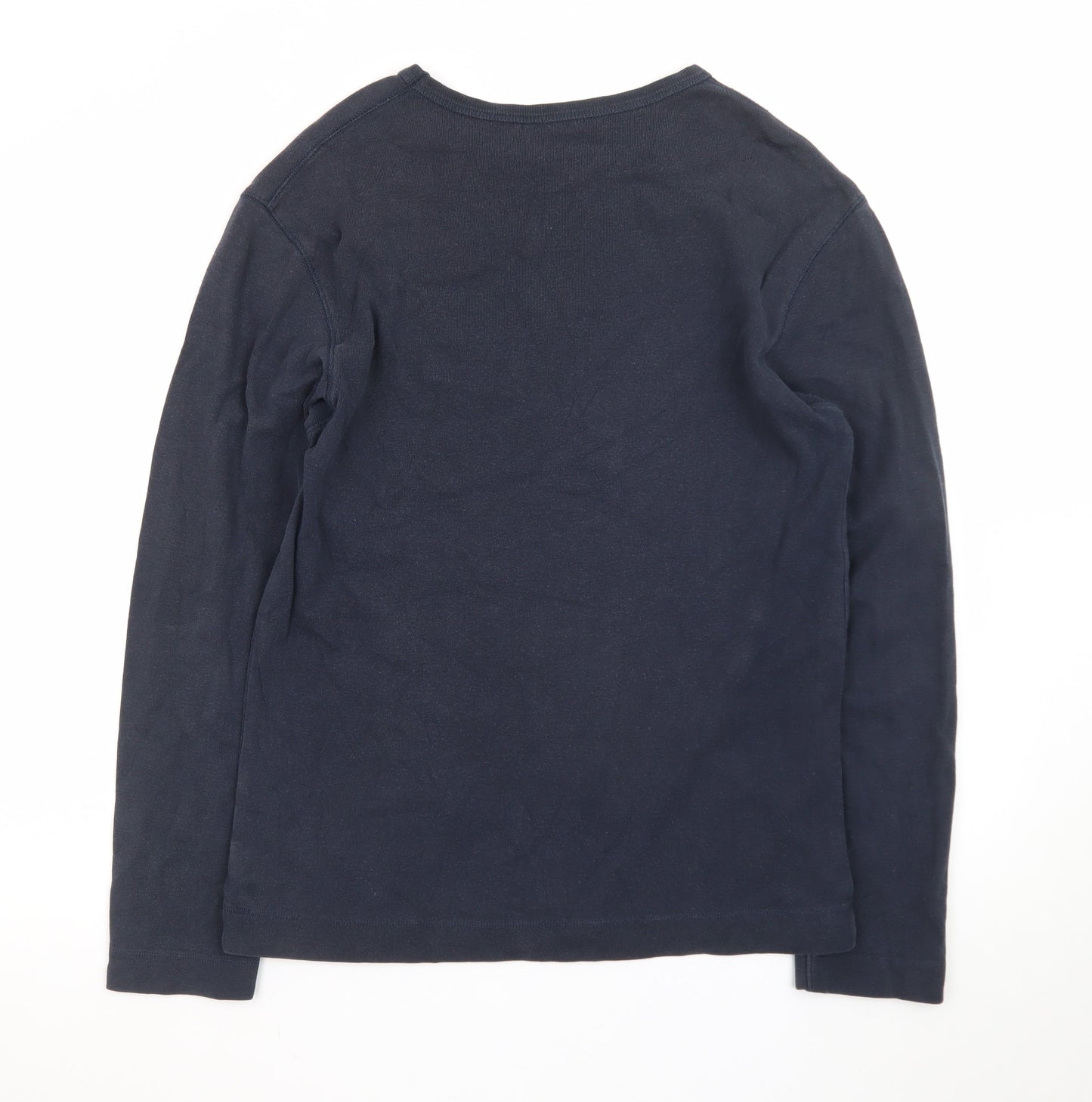 CAT Men’s Blue Long Sleeve Crew Neck Cotton T-Shirt M
