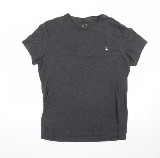 Jack Wills Men's Charcoal Crew Neck Short Sleeve T-Shirt Medium