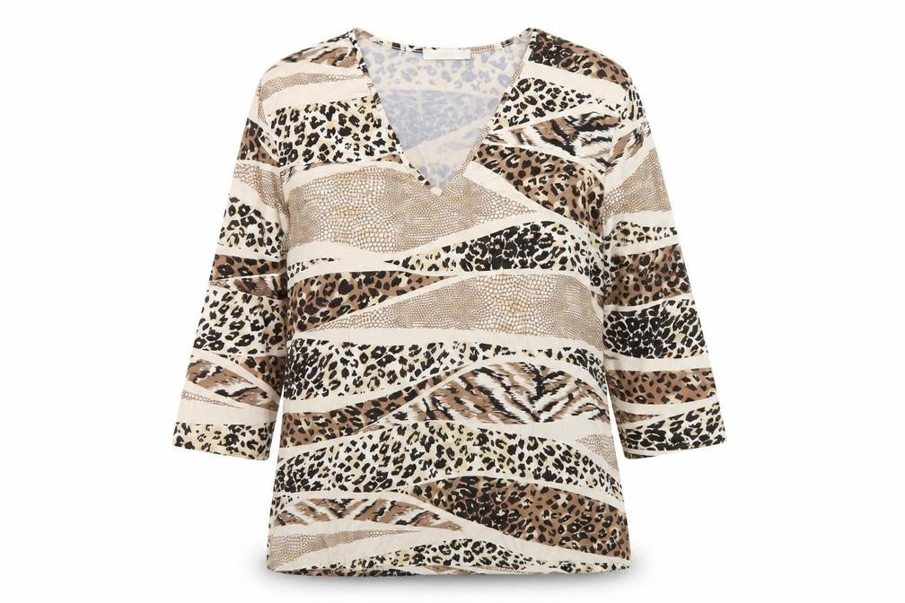 Marks & Spencer Womens Brown Animal Print Viscose Tunic Top Size 20