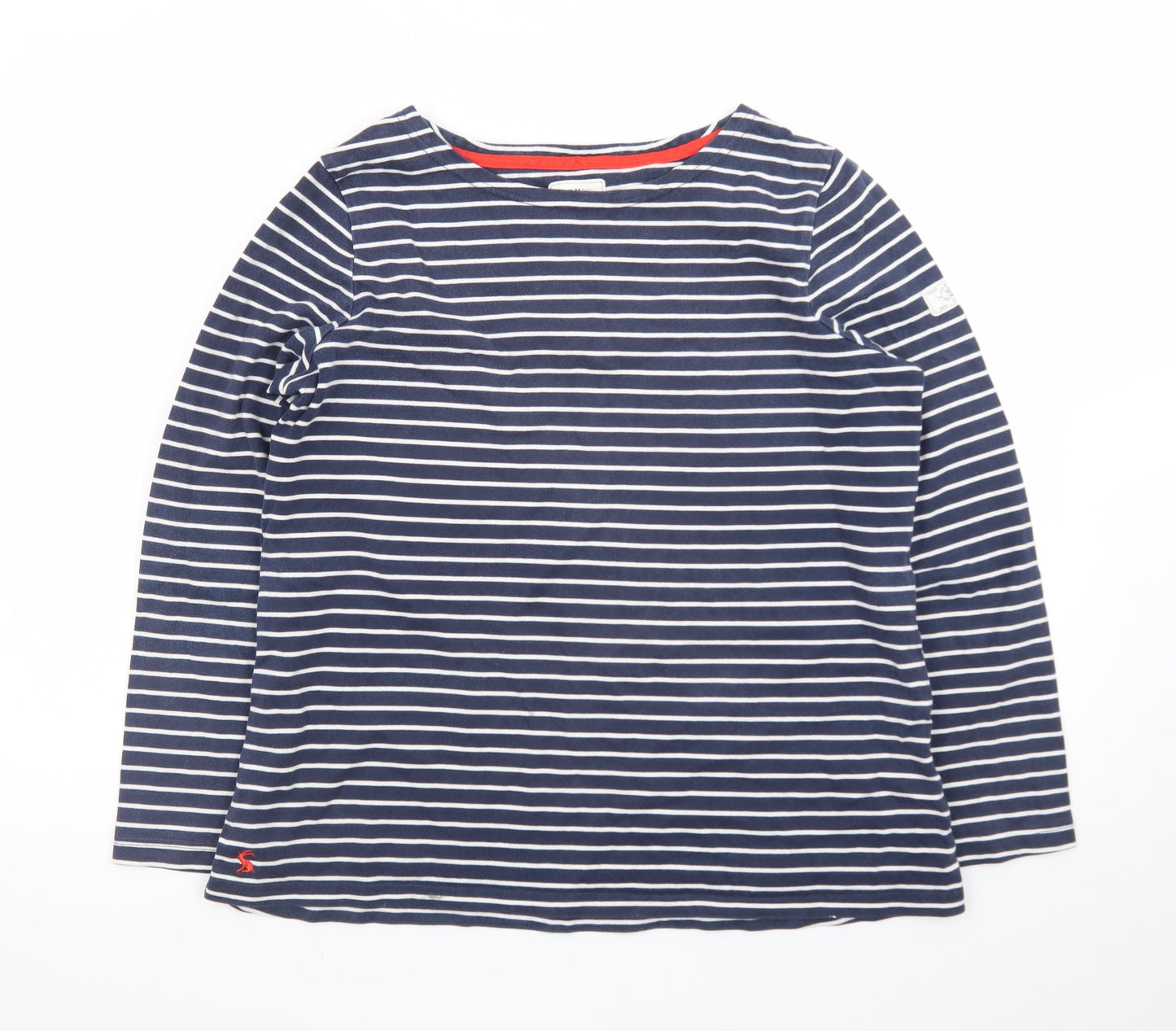 Joules Women Blue White Striped Long Sleeve Cotton Top UK 16