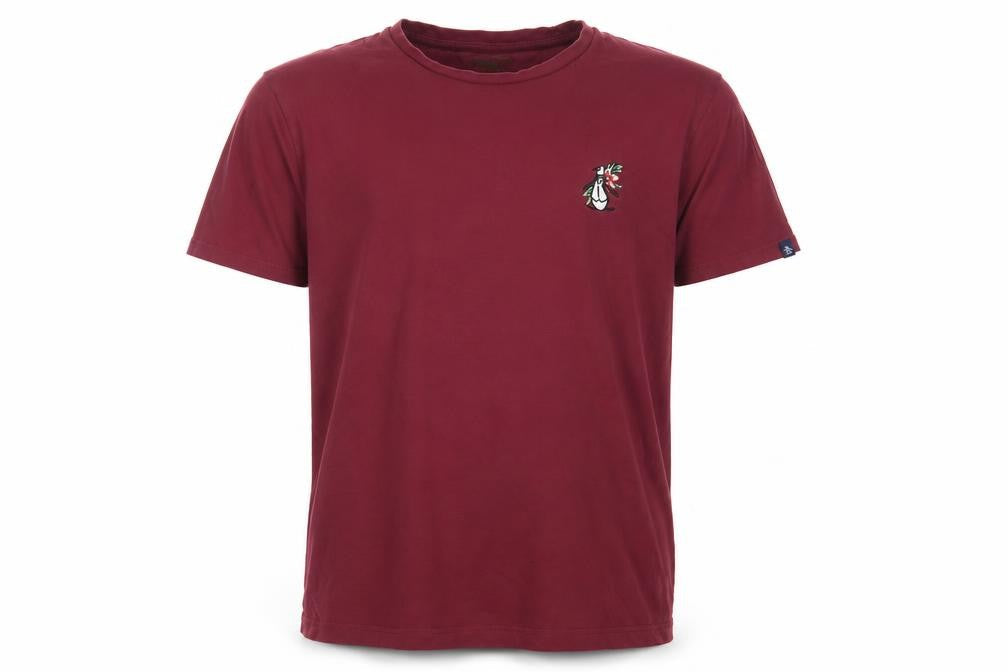 Original Penguin Men's Red Embroidered Penguin Cotton T-Shirt Size L