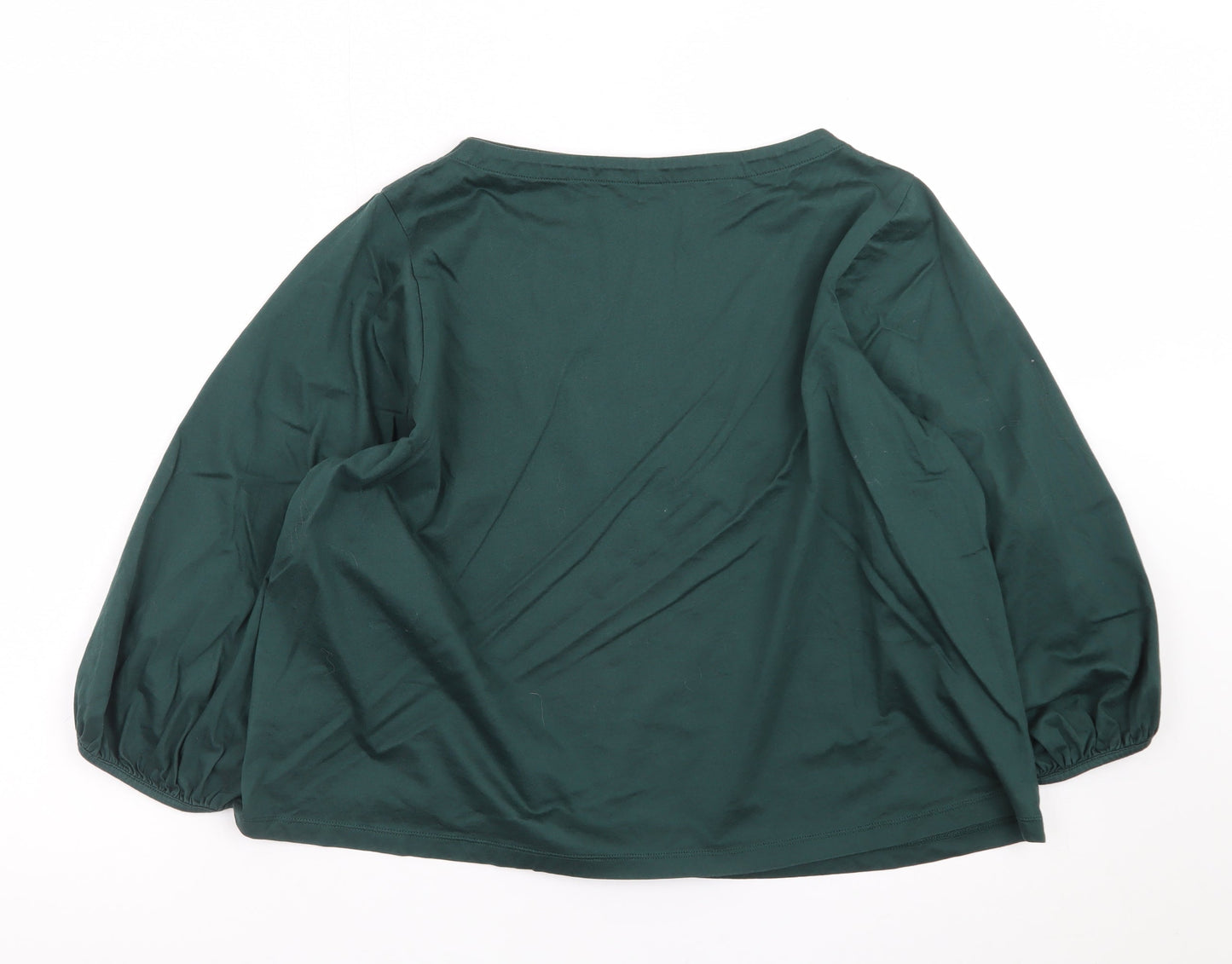 Uniqlo Women's Green Long Sleeve Cotton Blouse Size L