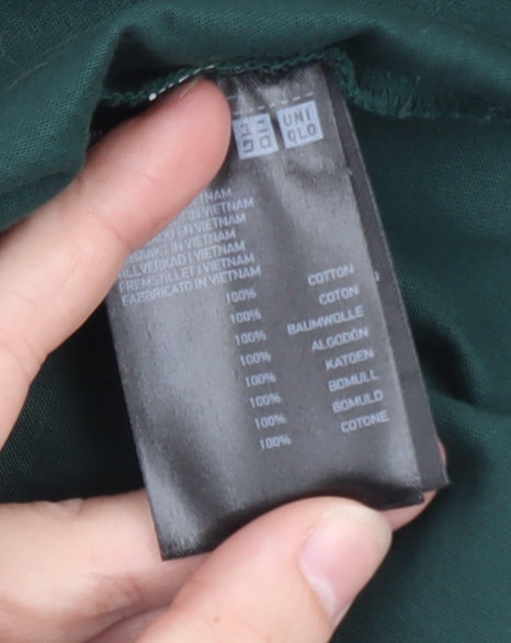 Uniqlo Women's Green Long Sleeve Cotton Blouse Size L