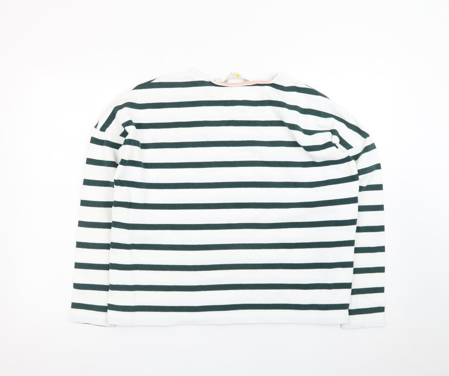 Boden Women’s White & Navy Striped Button Pullover Sweatshirt UK 12
