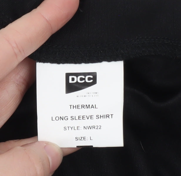 DCC Men's Black Long Sleeve Thermal Crew Neck T-Shirt L