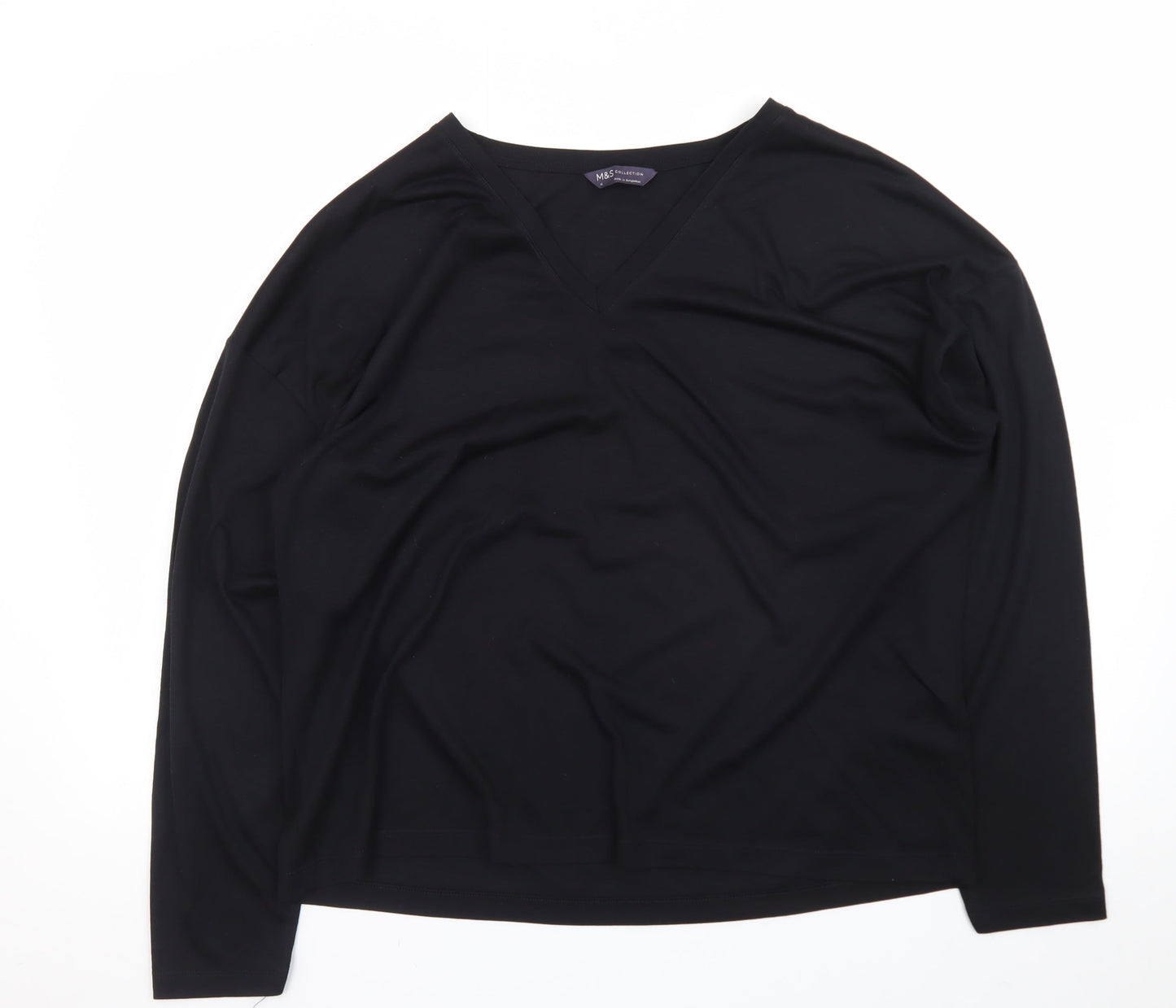 Marks and Spencer Women’s Black V-Neck Long Sleeve Jersey Top Size 16