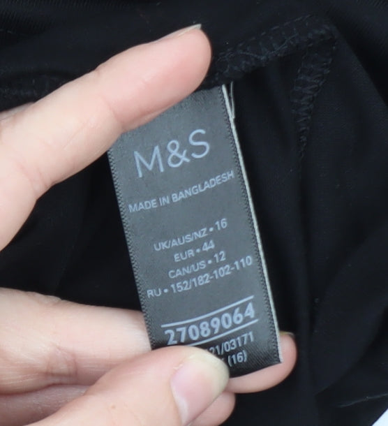 Marks and Spencer Women’s Black V-Neck Long Sleeve Jersey Top Size 16
