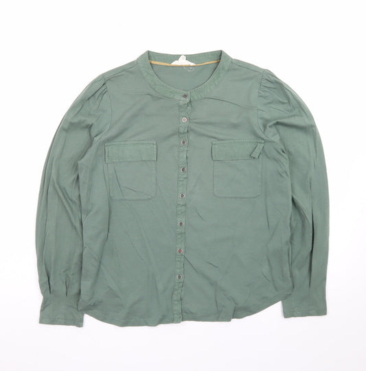 White Stuff Women's Green Cotton Button-Up Shirt Size 12