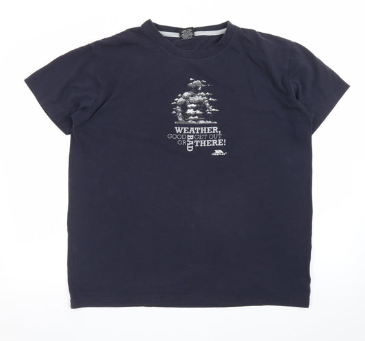 Trespass Mens Blue Graphic Outdoor T-Shirt Size M Lightweight Cotton