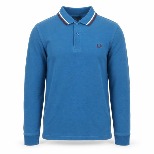 Fred Perry Men's Blue Long Sleeve Slim Fit Polo Shirt XS