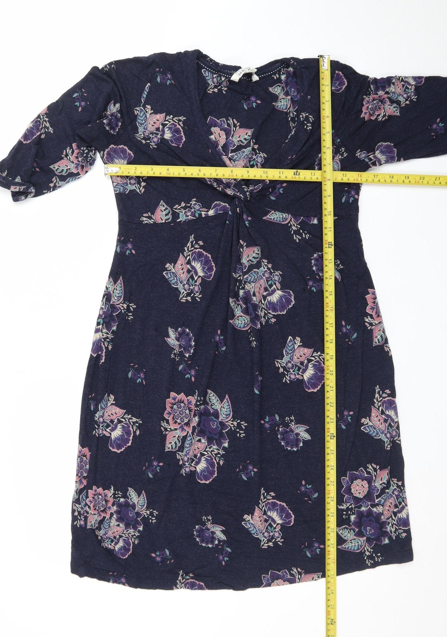 Fat Face Women's Blue Floral Knee Length A-Line Dress Size 14