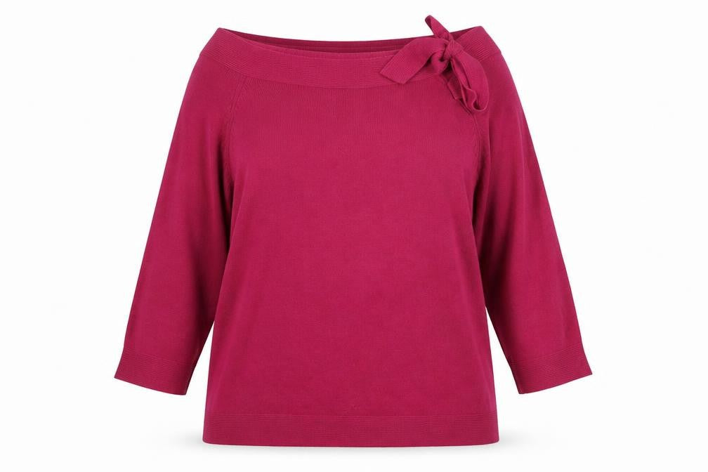 Marks & Spencer Women Pink Bow Neck 3/4 Sleeve Jumper Size 20
