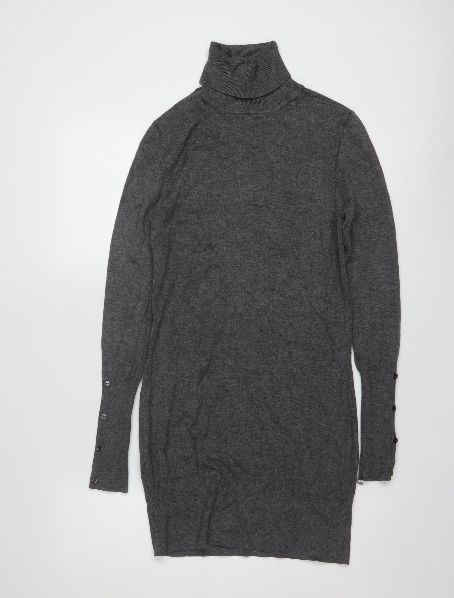 Tezenis Women Grey Slim Fit Roll Neck Long Sleeve Tunic Jumper S