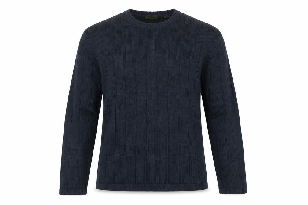 Timberland Men’s Blue Cotton Crew Neck Cable-Knit Jumper M