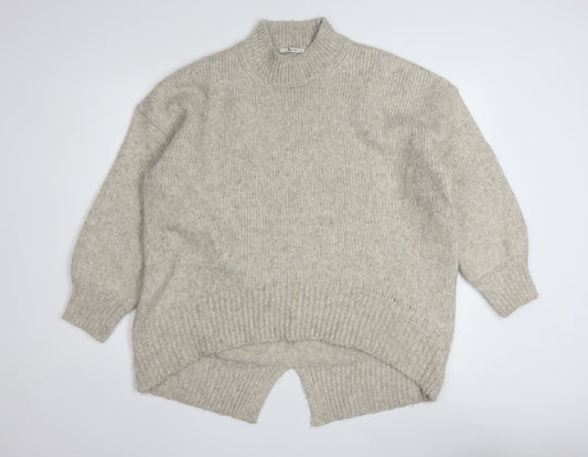 Tu Women Beige Mock Neck Chunky-Knit Jumper Size 18