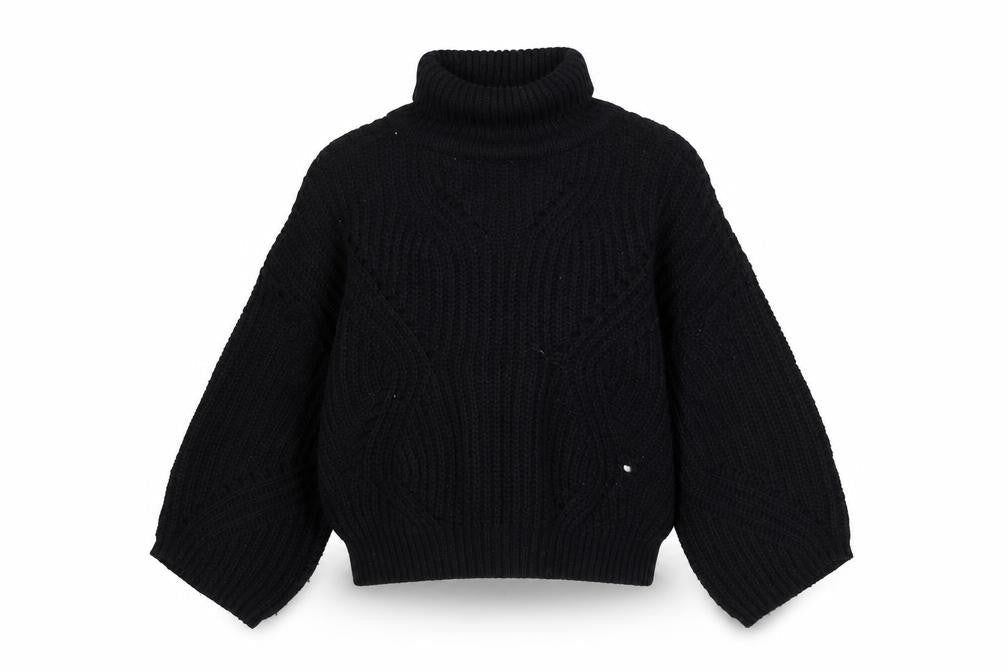 Armani Exchange Women's Black Roll Neck Chunky Knit Jumper Size S