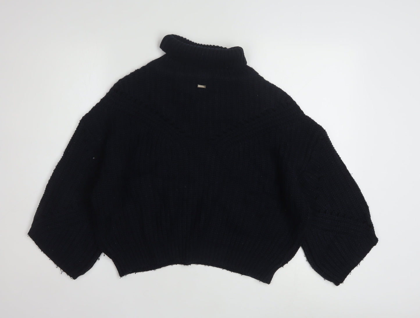 Armani Exchange Women's Black Roll Neck Chunky Knit Jumper Size S