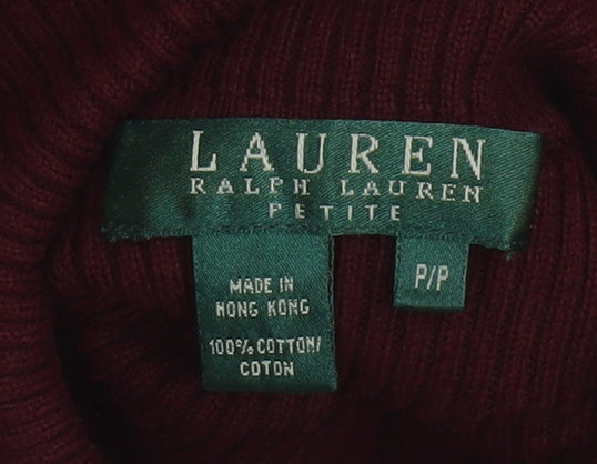 Ralph Lauren Women’s Petite Red Cotton Roll Neck Jumper Size S