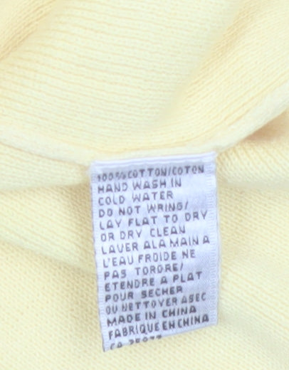 Gaddy Sport Women Yellow Cotton Short Sleeve V-Neck Cardigan M