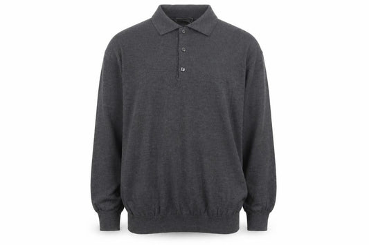 Daniel Hechter Men’s Grey Wool Collared Henley Jumper Size L