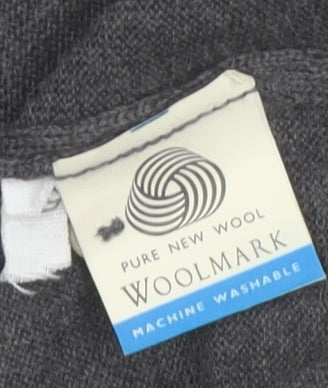 Daniel Hechter Men’s Grey Wool Collared Henley Jumper Size L