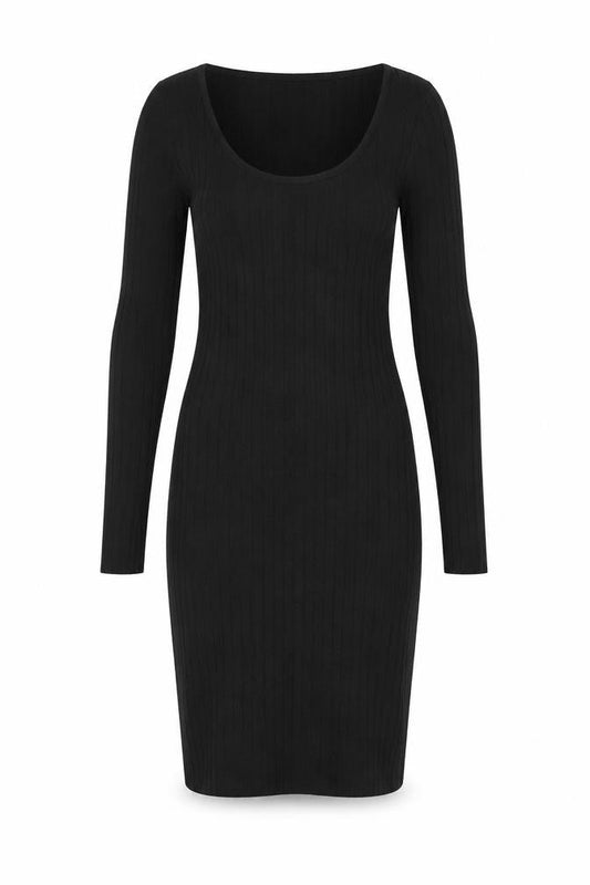 Miss Selfridge Petites Black Bodycon Long Sleeve Knit Dress UK 6