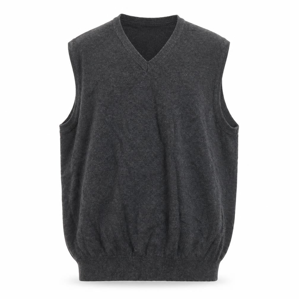 Van Heusen Men's Grey Cotton Knit V-Neck Sleeveless Vest L