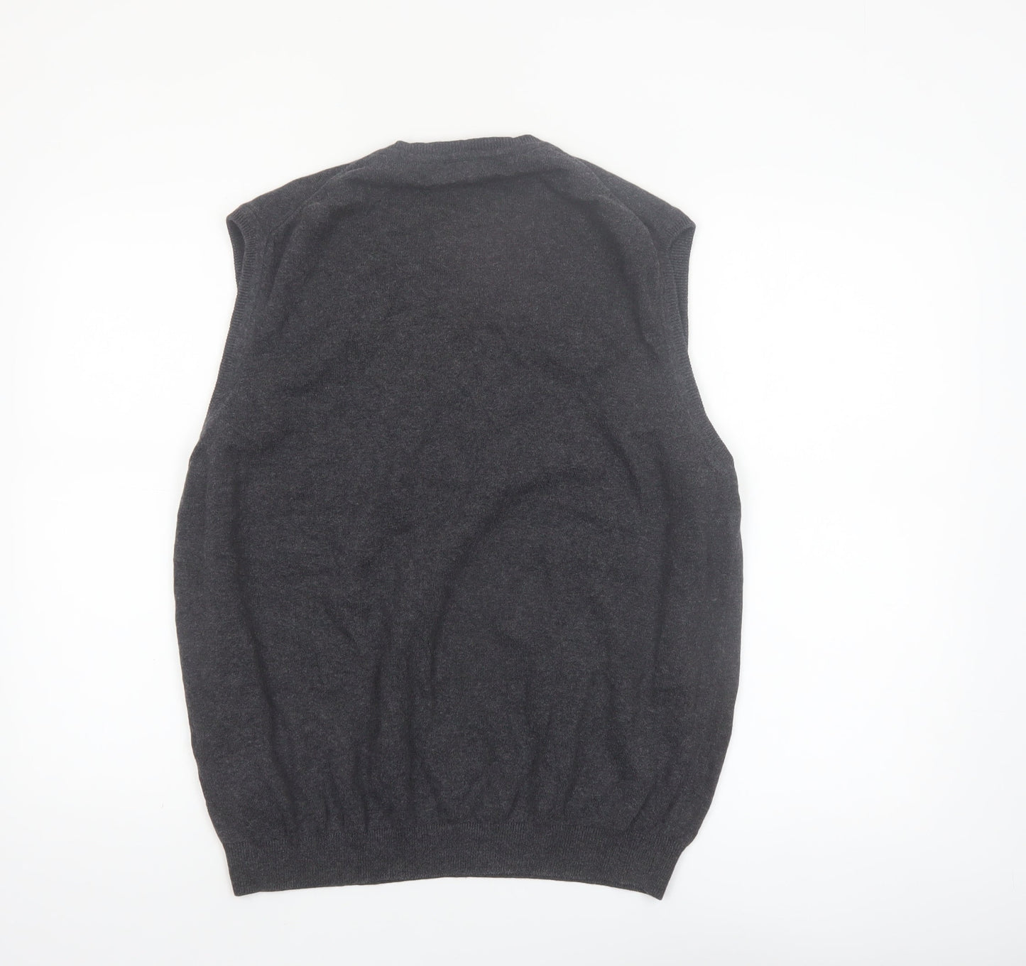 Van Heusen Men's Grey Cotton Knit V-Neck Sleeveless Vest L