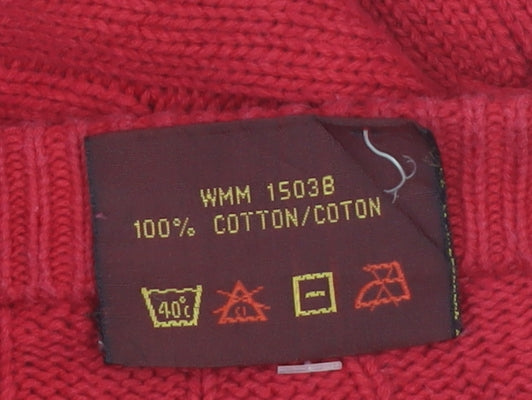 Olde English Lane Men's Red Cotton Cable-Knit Jumper M