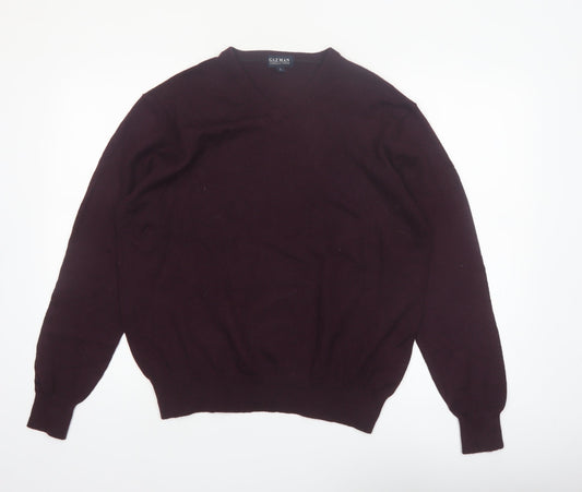 Gazman Mens Brown Wool V-Neck Jumper Size L Classic Fit