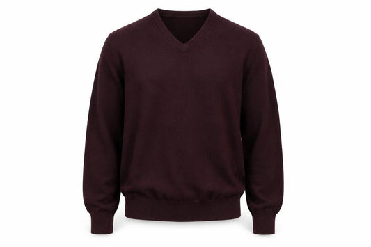 Gazman Mens Brown Wool V-Neck Jumper Size L Classic Fit
