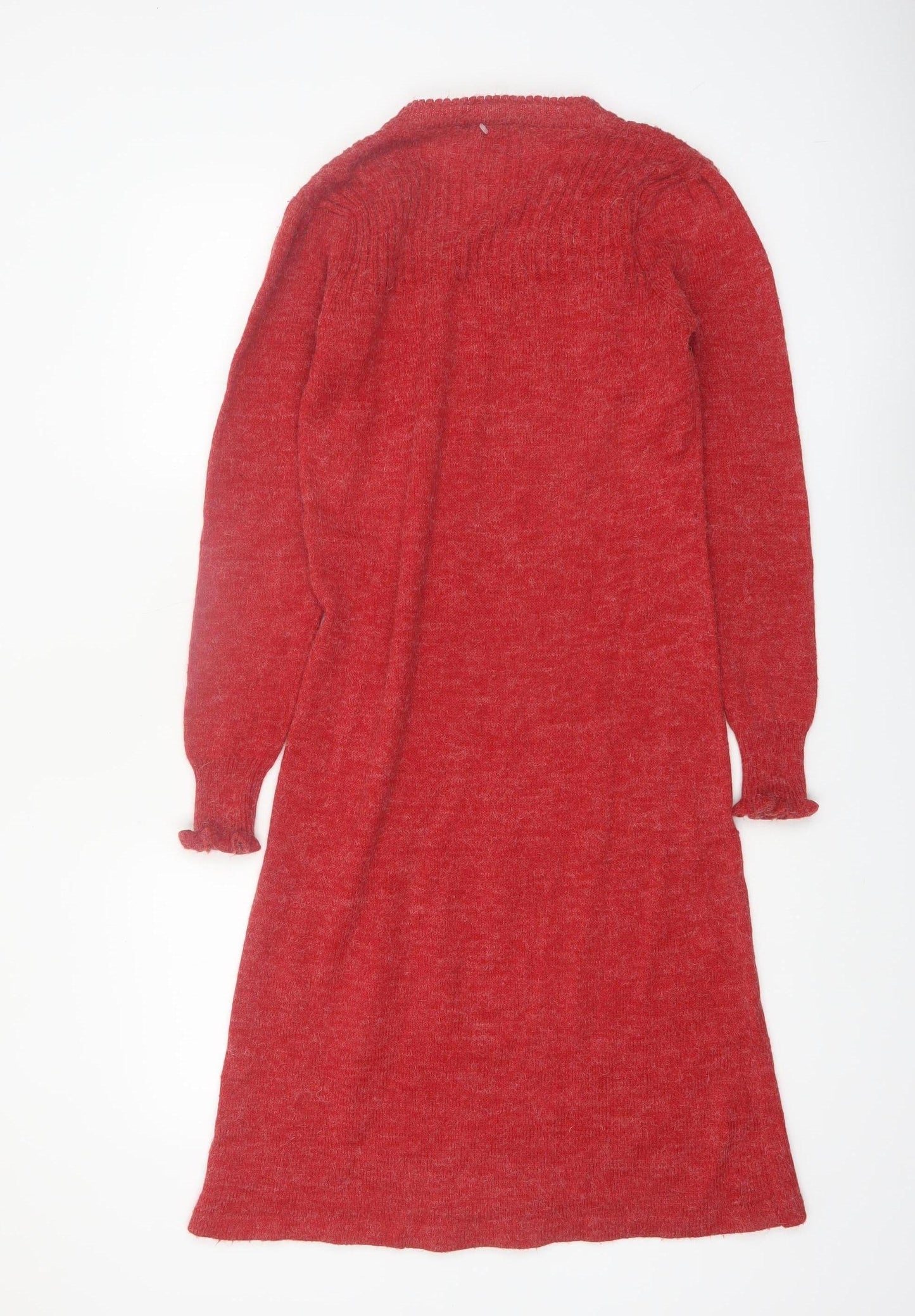 Hot Line by Mervyn's Womens Red Knit Sweater Dress Medium V-Neck