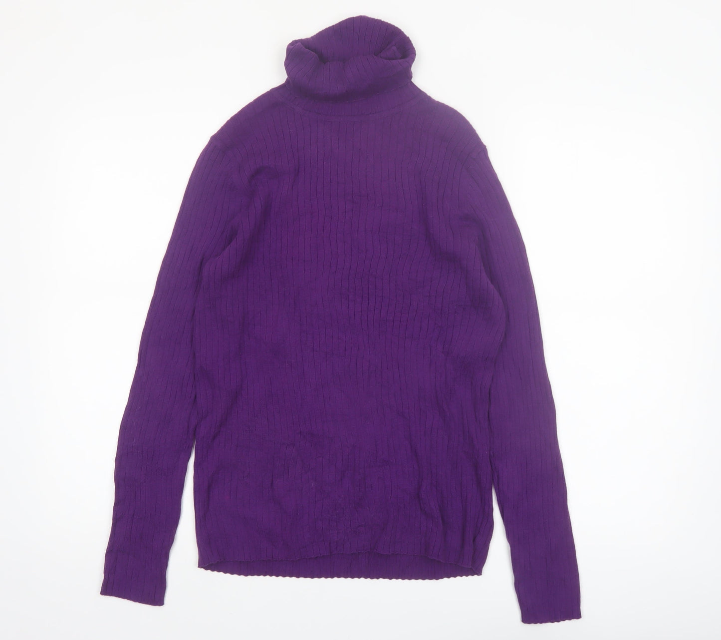 Kim Rogers Women's Purple Roll Neck Cotton Jumper Size L