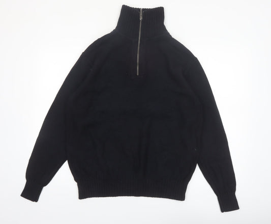 Geoffrey Beene Men's Black Cotton 1/2 Zip High Neck Jumper L