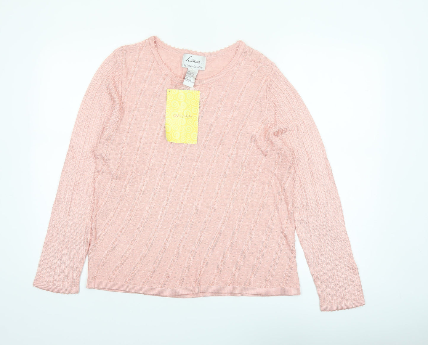 Linea by Louis Dell'Olio Pink Rayon Knit Women's L Jumper