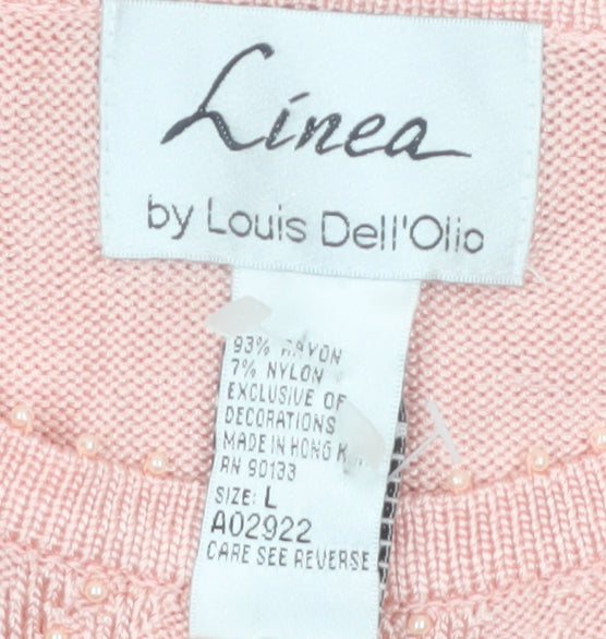 Linea by Louis Dell'Olio Pink Rayon Knit Women's L Jumper