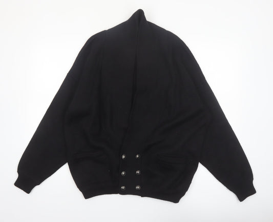 Aklanda Men's Black Wool Button Cardigan M Classic Fit