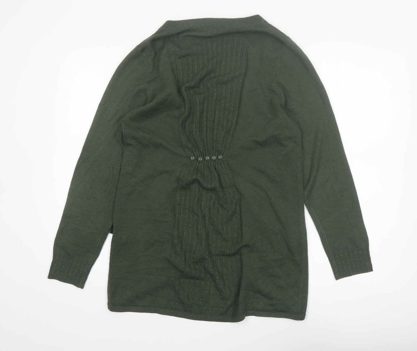 Marks and Spencer Per Una Green Long Sleeve Open Knit Cardigan Size 16