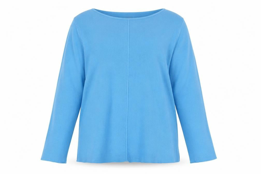 David Lawrence Womens Blue Cotton 3/4 Sleeve Pullover Jumper M